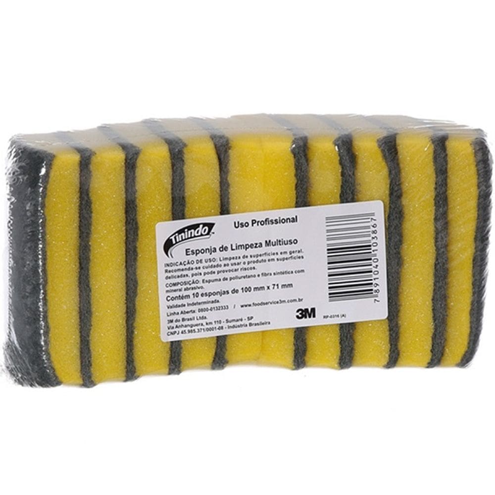 Kit com 10 Esponja de Limpeza Multiuso Tinindo 3M