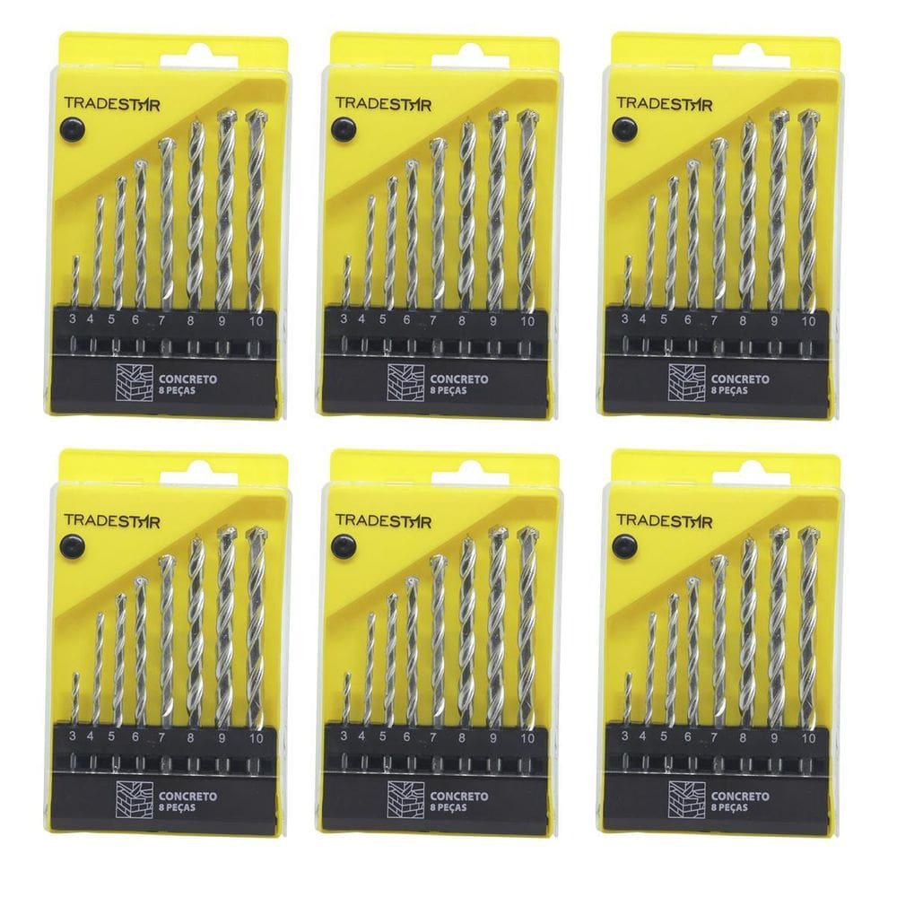 Kit 06 Jogo Brocas Para Concreto 8 Peças Tijolo
