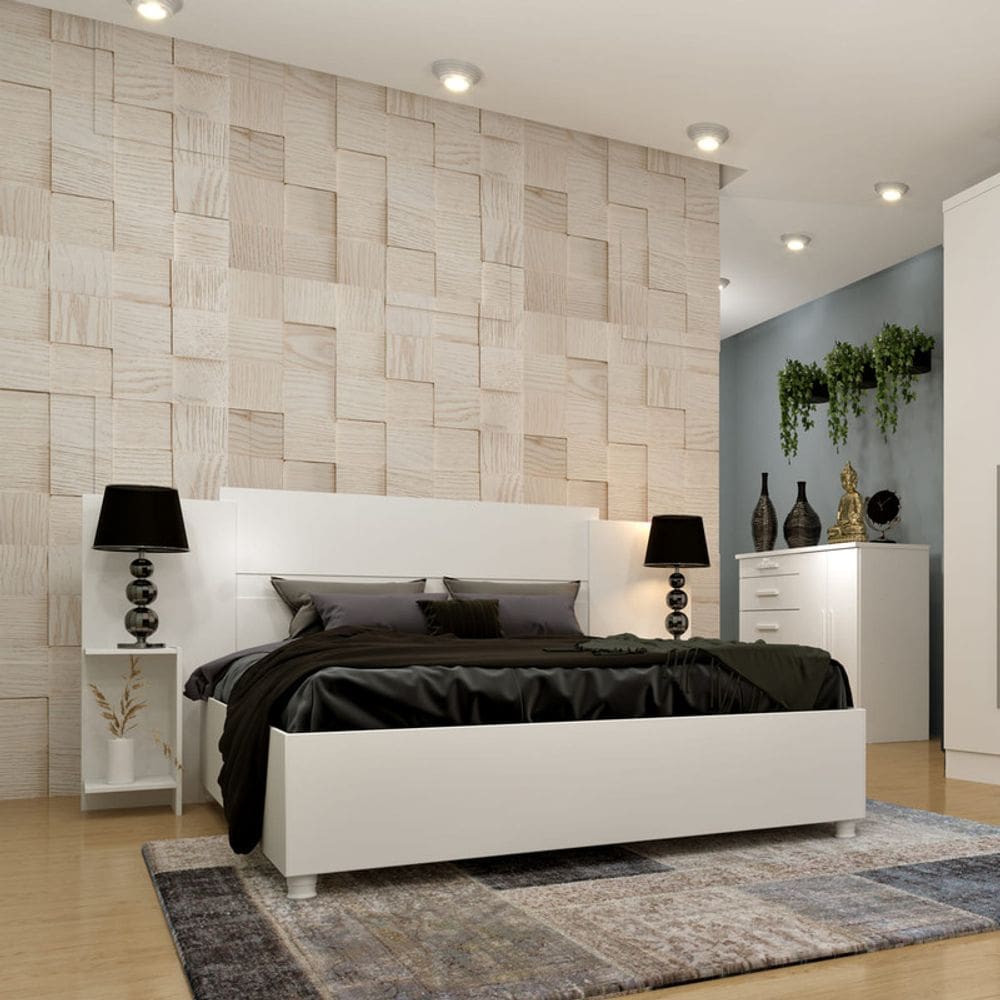 Painel cabeceira casal MDF - Arizona-Neve - Tcil Móveis