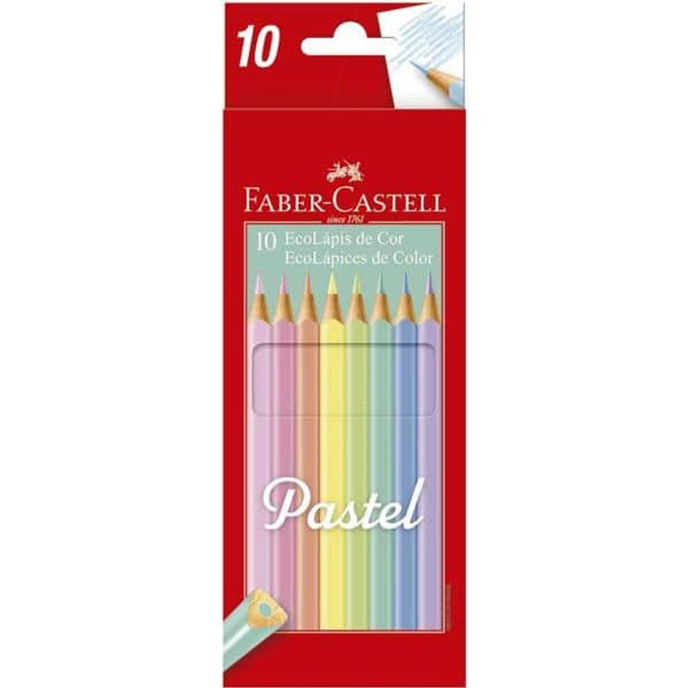 Lápis De Cor Triangular 10 Cores Pastel - Faber Castell