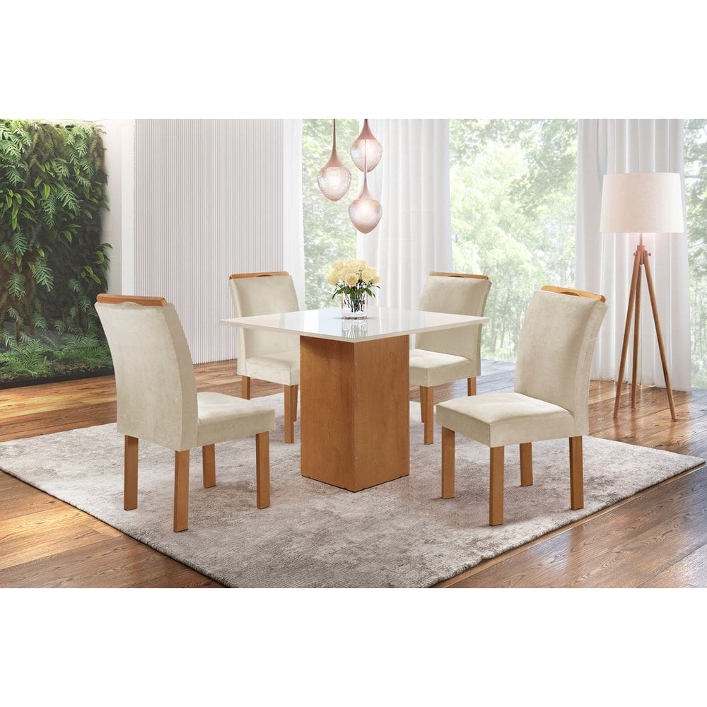 Sala de Jantar 4 Cad Vidro 0,9x0,9m - Chicago - Sky Móveis