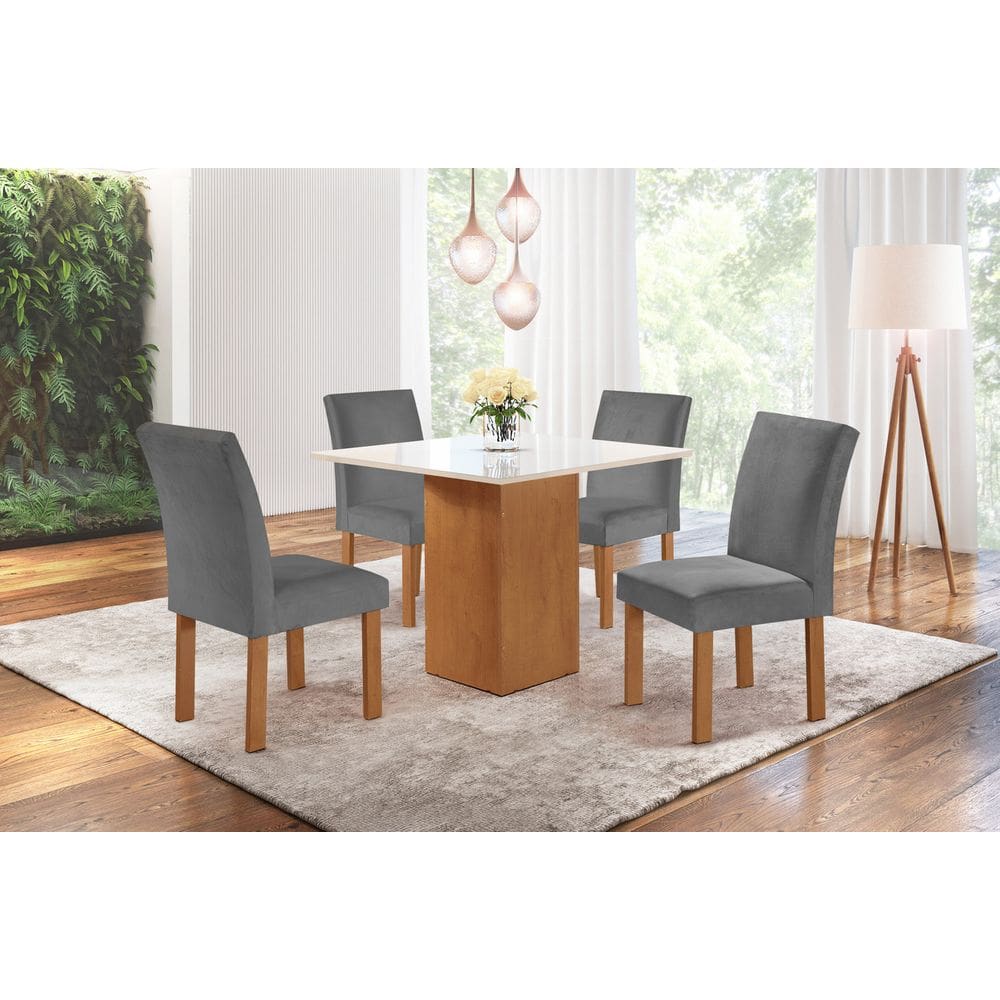 Sala de Jantar 4 Cad Vidro 0,9x0,9m - Chicago - Sky Móveis