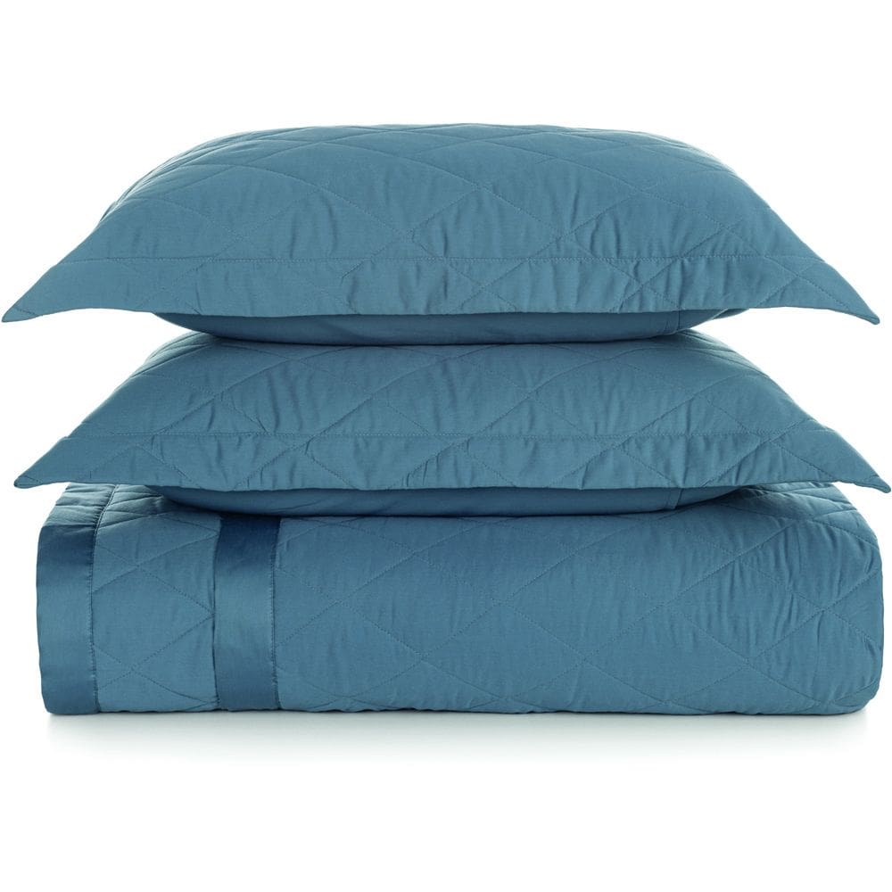 Jogo Colcha Karsten Bossa 300 Fios Egypt 3 Peças Queen Azul