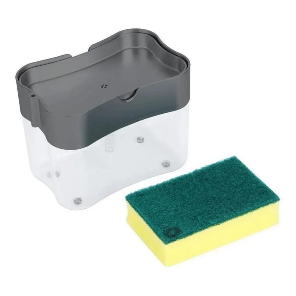 Dispenser Dosador de Detergente Sabão 2x1 Esponja Limpeza Cozinha Com Dosador Preto
