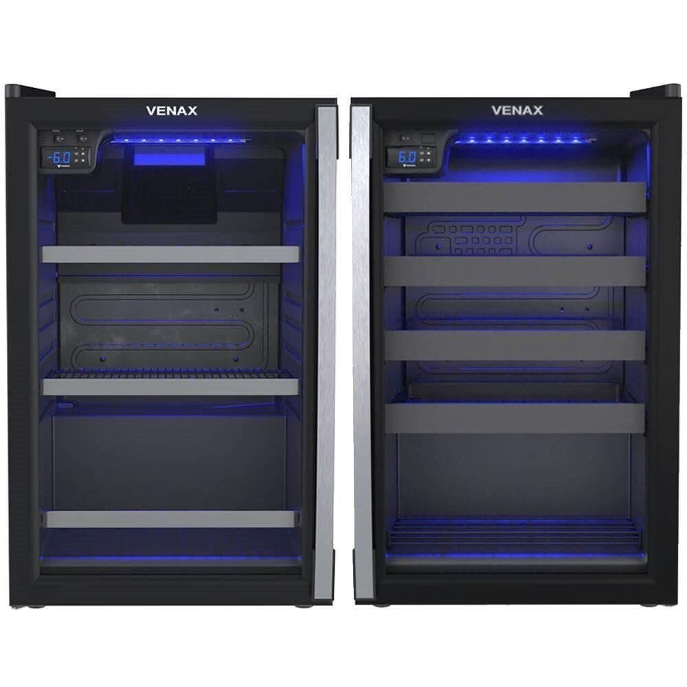 Conjunto Venax Cervejeira Blue Light E Adega Piubella Preto Fosco Porta Invertida 110V