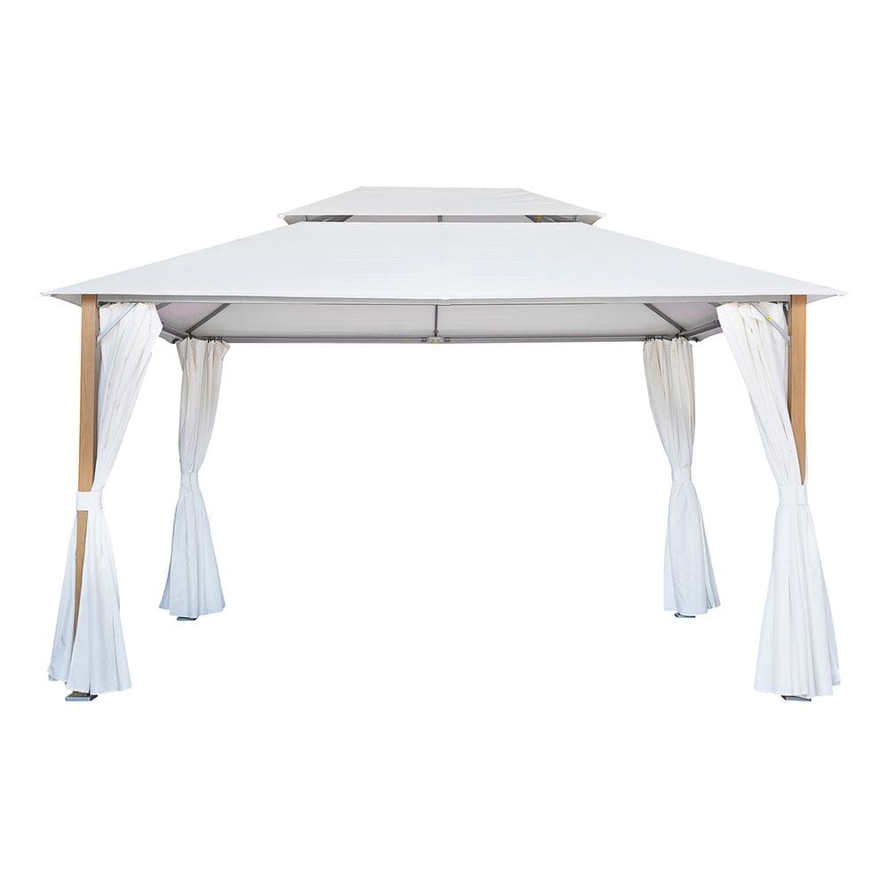 Gazebo Aluminio E Poliester 4x3m Branco Com Cortina - Deluxe