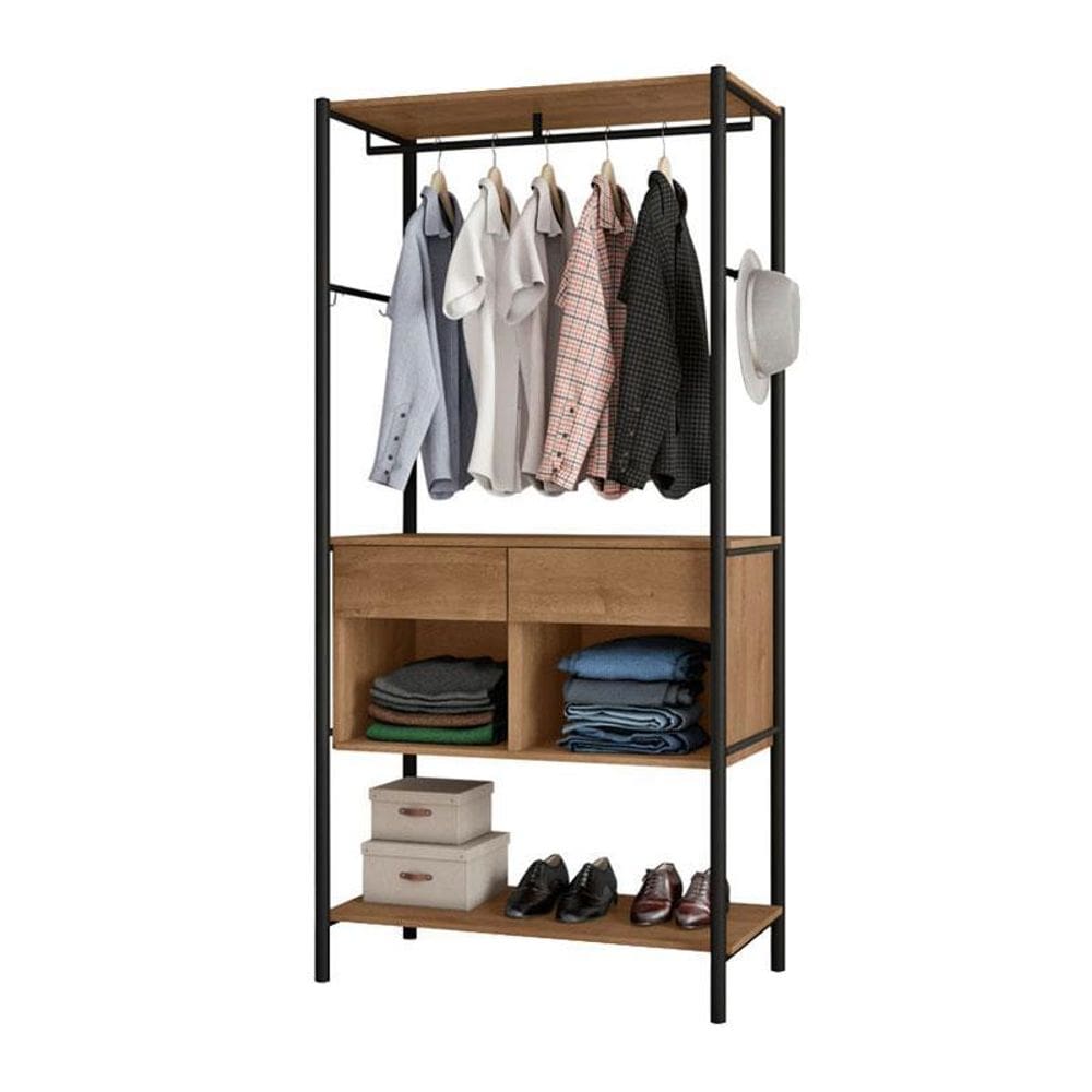 Guarda Roupa Closet Solteiro Paris New Preto demolição - Artefamol