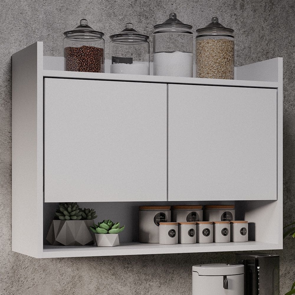 Armário Aéreo Cecília 2 Portas e 1 Nicho Branco Maderatto Móveis