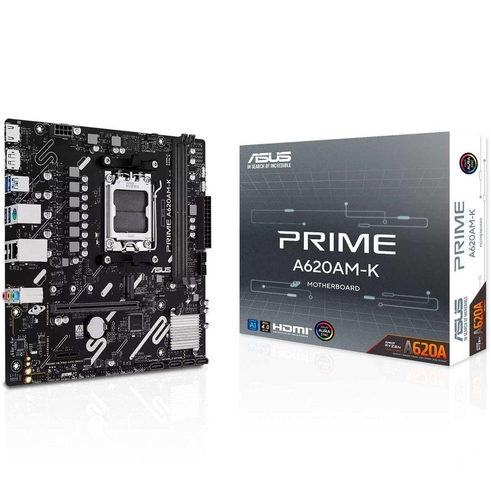 Placa Mãe Asus Prime A620am-k, Amd Am5, Ddr5, Chipset A620, Hdmi-dp, M.2 Nvme, Usb 3.0, Aura Sync - Micro Atx