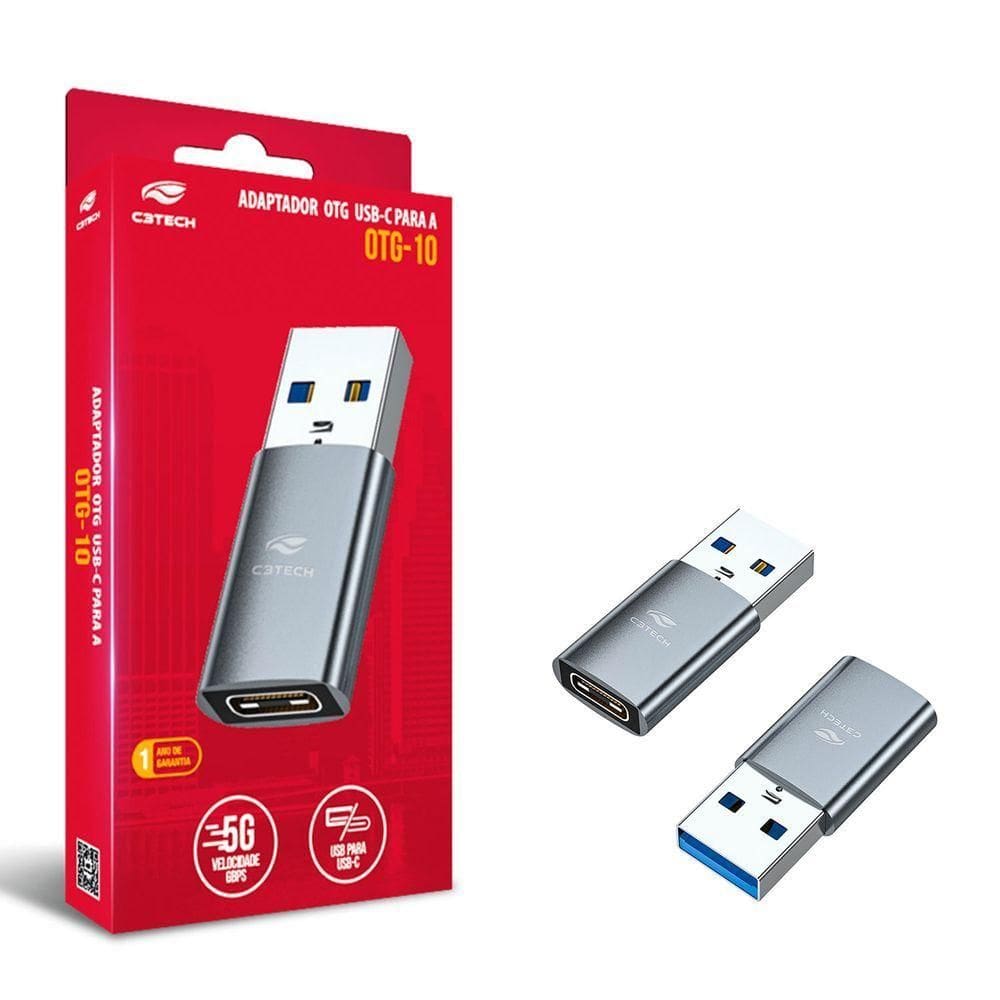 Adaptador Otg Usb-a Macho, Usb-c Fêmea C3tech - Otg-10