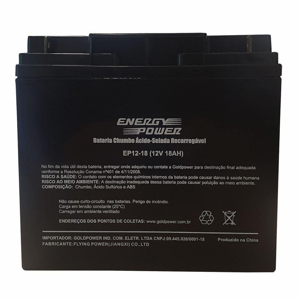 Bateria Selada Para Nobreak Energypower Ep12-18, Vrla, Recarregável, 12v 18ah - 1ep023