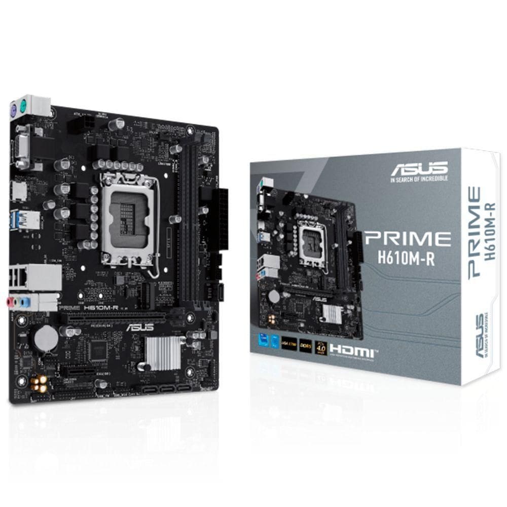 Placa Mãe Asus Prime H610m-r, Socket Intel Lga1700, Ddr5, Hdmi, Vga, Display Port, Usb 3.2, M.2 Nvme, Micro Atx