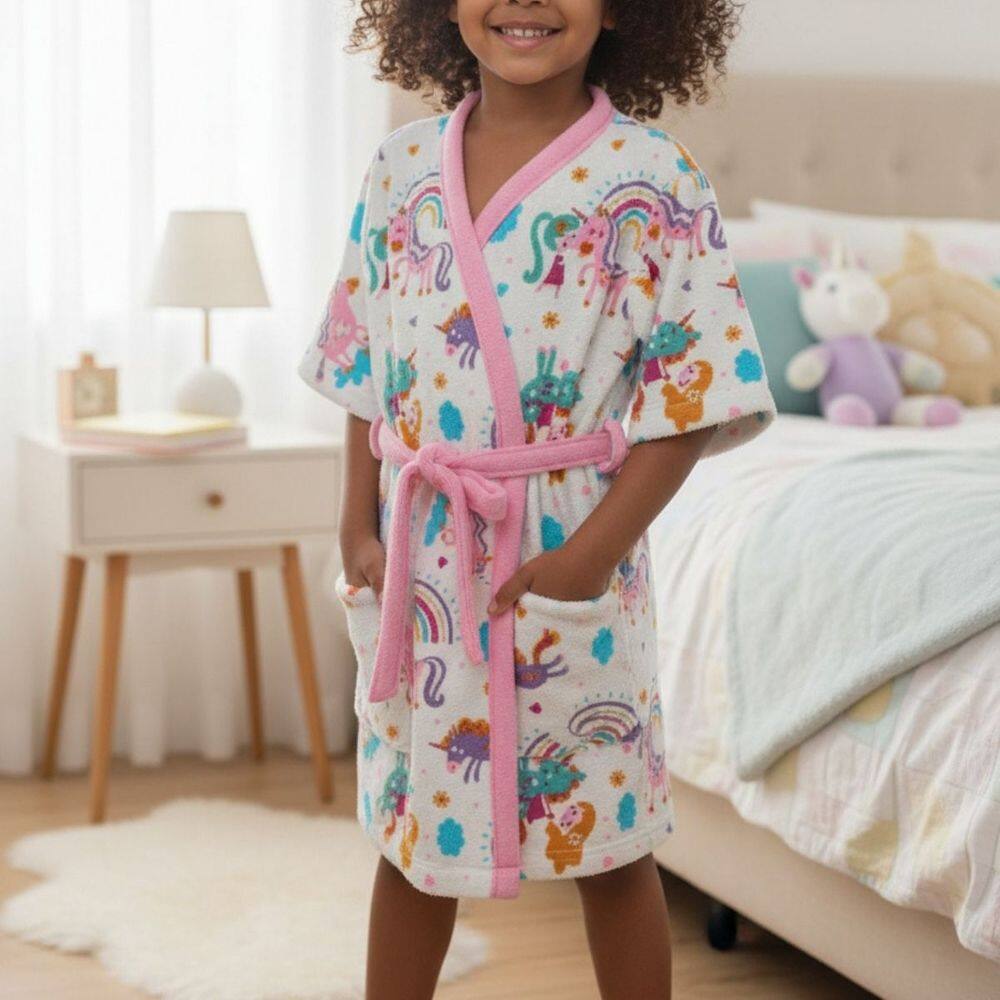 Roupão Infantil Unicórnio Doce Fantasia Felpudo Quimono Lepper