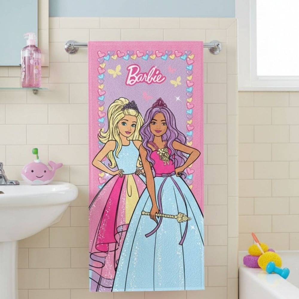 Toalha de Banho Infantil Felpuda Barbie Reinos Mágicos Lepper Macia e Absorvente