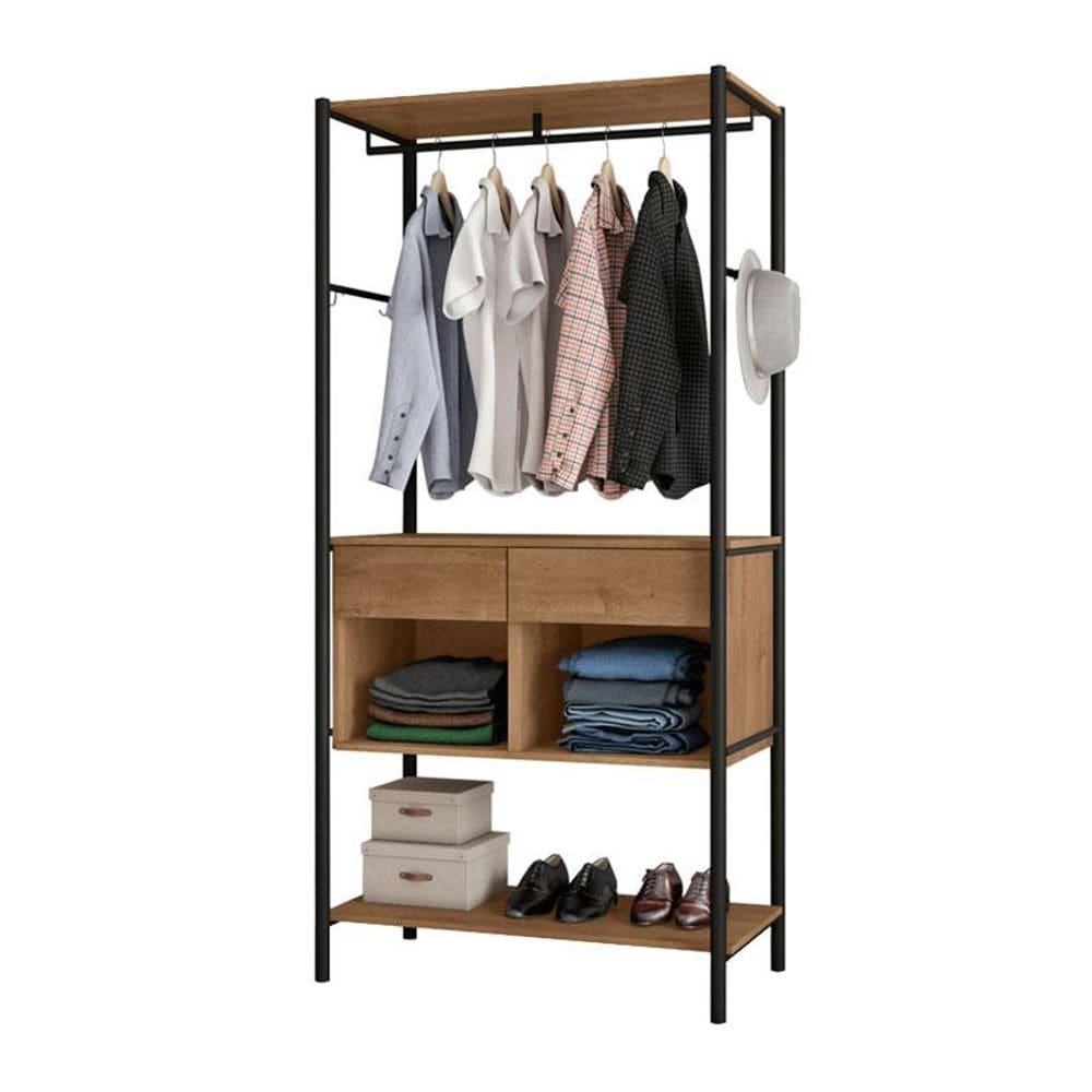 Guarda Roupa Closet Solteiro Paris New Preto demolição - Artefamol