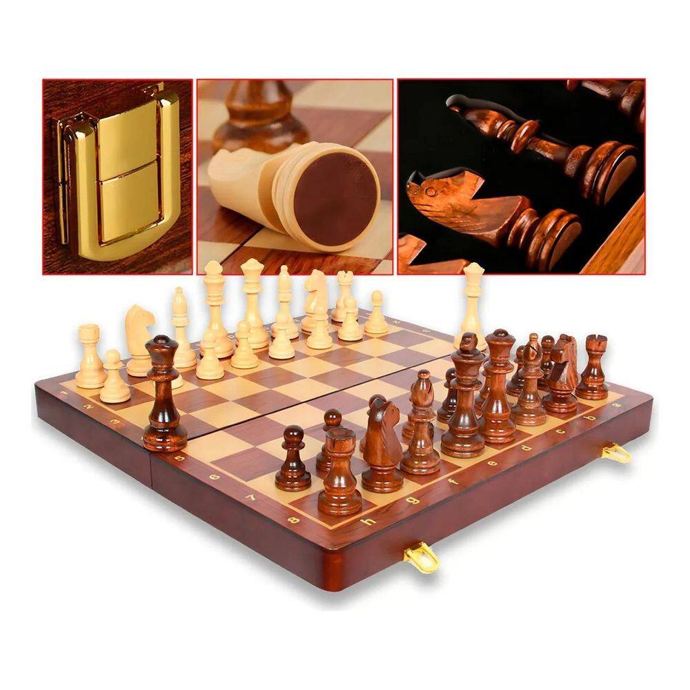 Jogo De Xadrez Premium Tabuleiro De Madeira