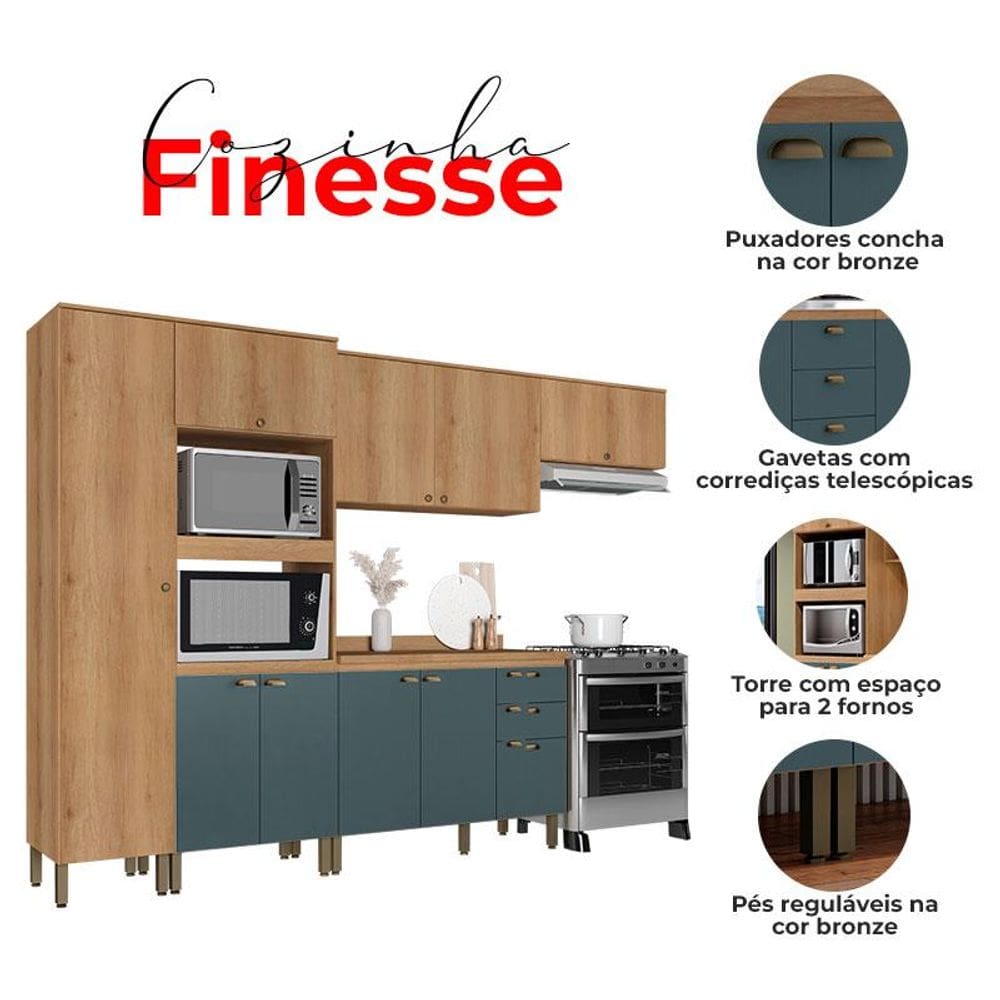 Cozinha Modulada Finesse Composição 23 Capuccino Azul - THB