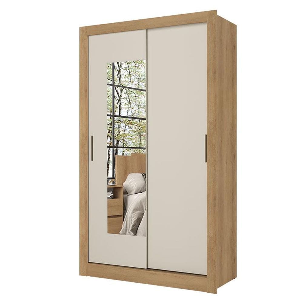 Guarda Roupa Solteiro City 2 Portas Flex Glass Capuccino Off White Menta - THB
