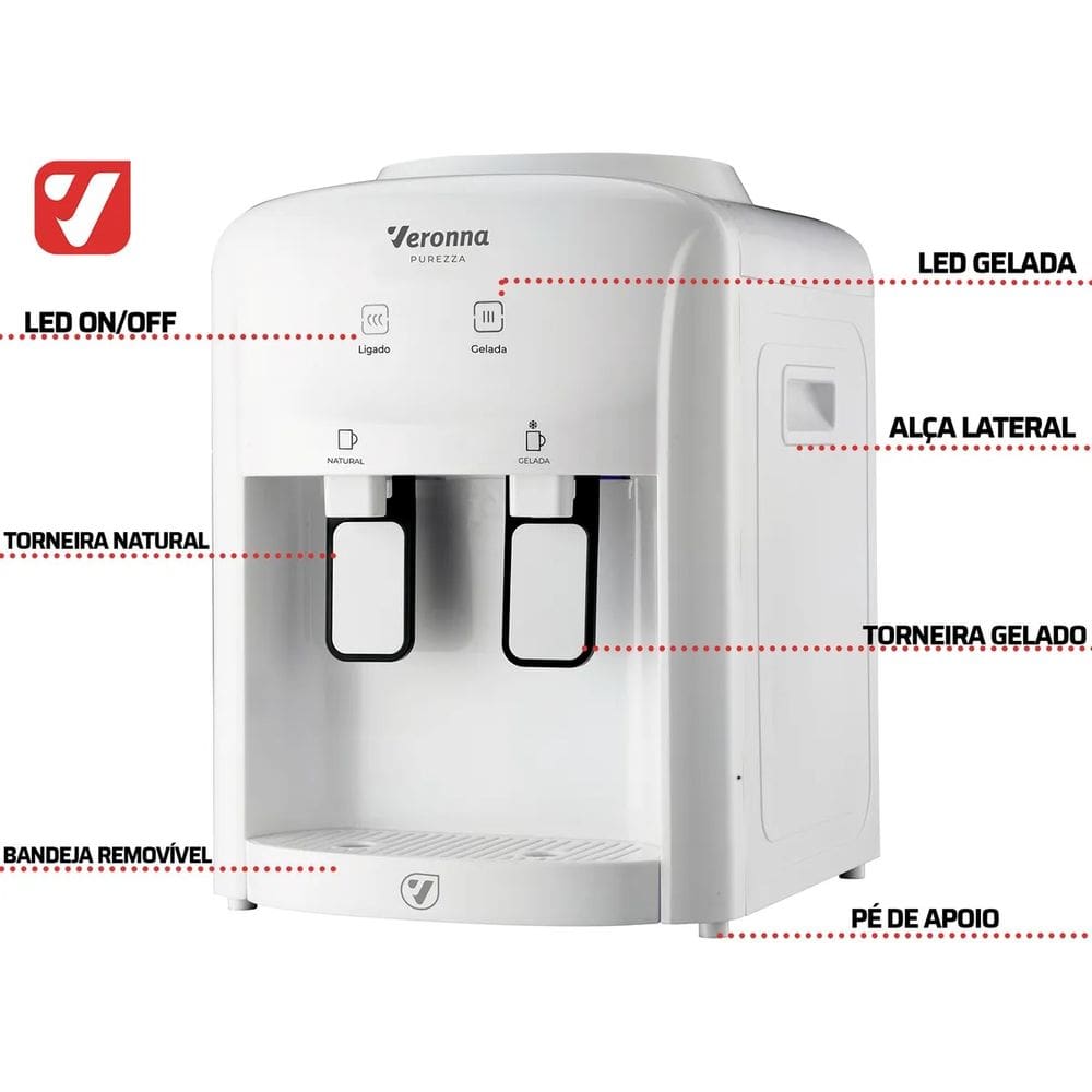 Bebedouro Refrigerado Eletrônico Veronna Be200 Bivolt Agua Gelada 110v/220v
