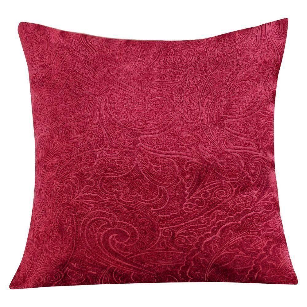 Capa Almofada Ellen Veludo Jacquard 1 Peça 100% Poliéster - Vinho
