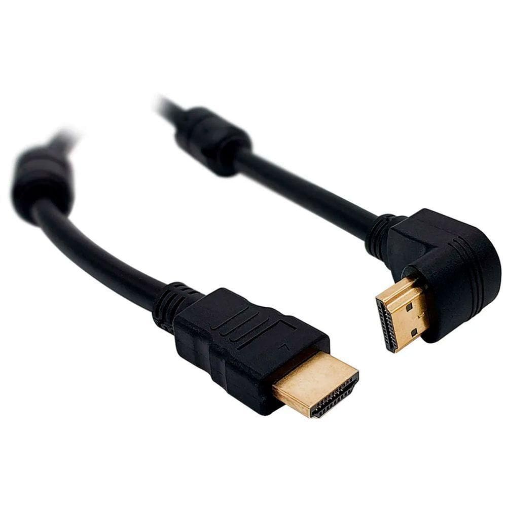 Cabo Hdmi 1.4 Macho X Macho, 1,5 Metros, Com Filtro, Conector 90 Graus, Preto - Cdc-2546