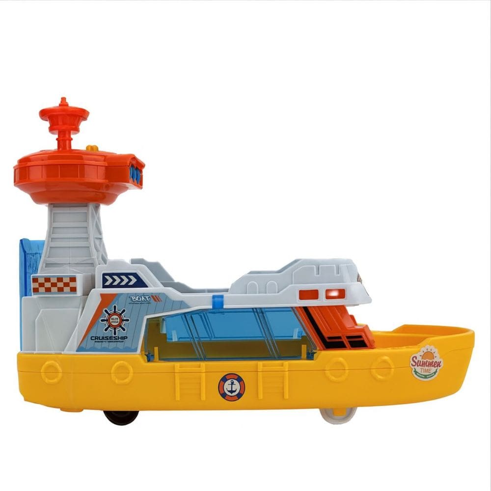 Navio Brinquedo Infantil Mega City com 3 Carrinhos Fricção Rampa de Acesso BBR Toys