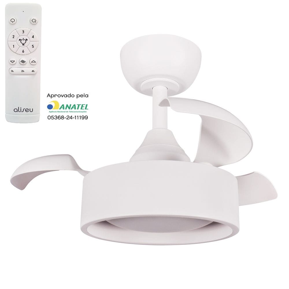 Ventilador De Teto Aliseu Retrátil Tulipa Branco - Bivolt - Com Controle Remoto