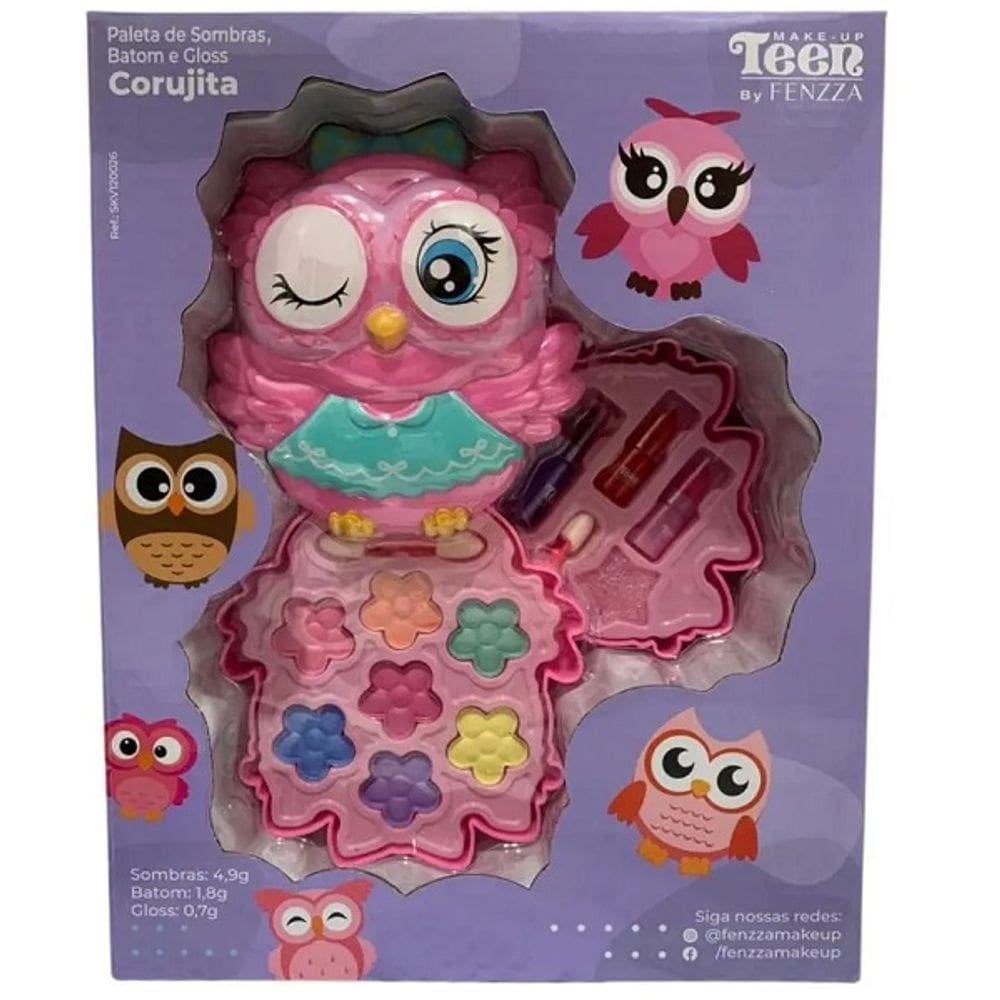 Paleta de Sombras, Batom e GLOSS Corujita Teen
