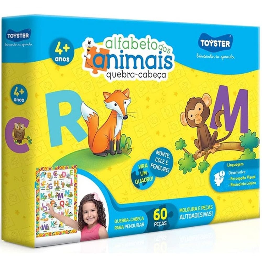 QUEBRA-CABEÇA Quadrao 60 Peças Alfabeto dos Animais