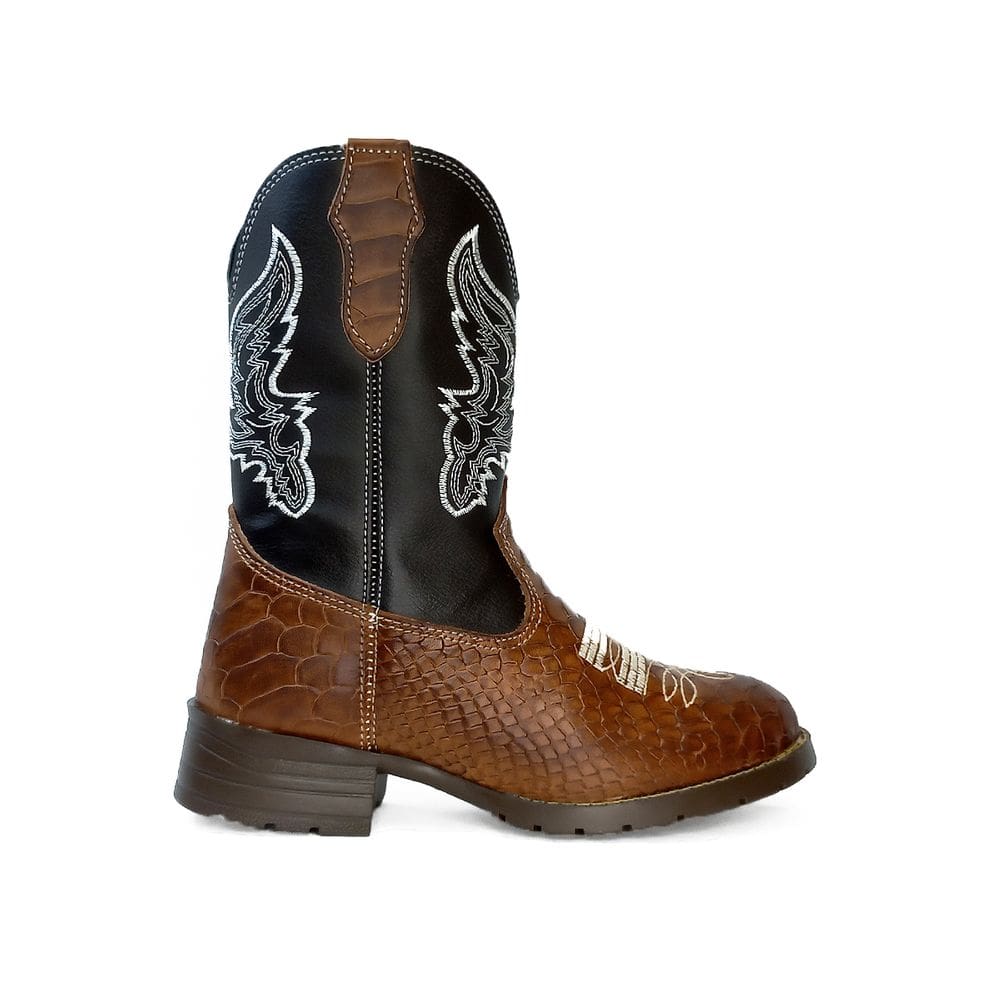 Bota Texana Infantil Country Couro Marrom Peão Kapell