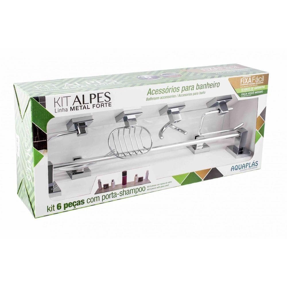 Kit De Banheiro Linha Alpes 6 Peças Cromado
