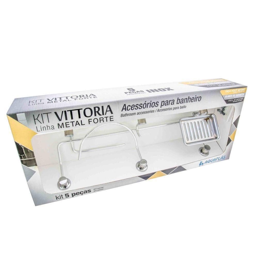 Kit De Banheiro Linha Vittoria 5 Peças Cromado