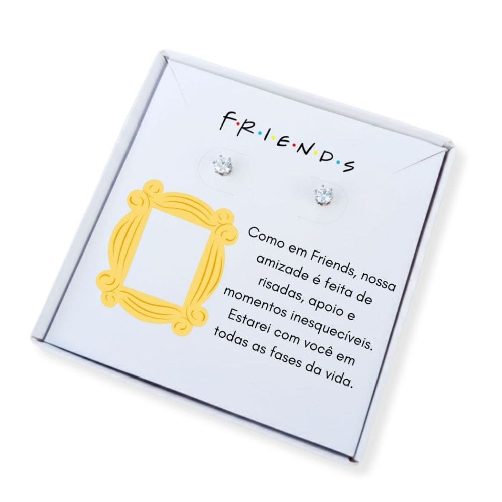 Brinco ponto de luz de aço + Caixa presente Friends