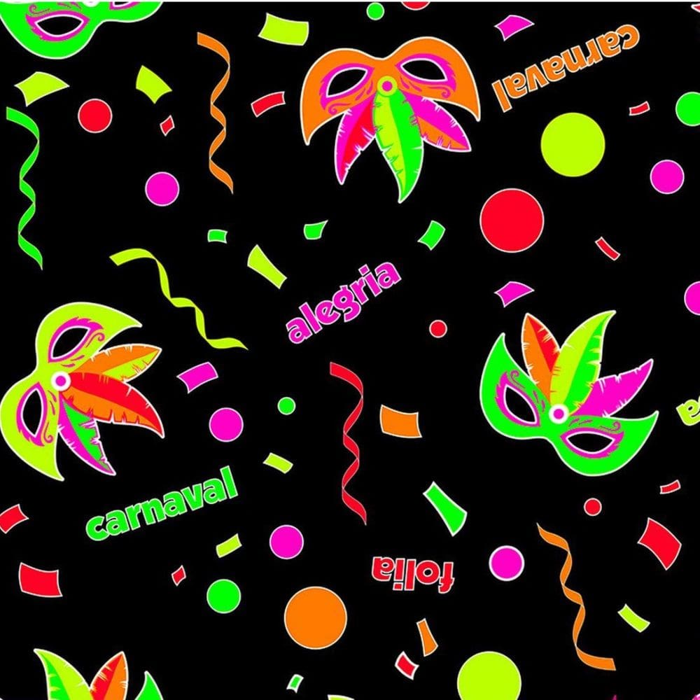 TNT Toalha De Mesa 1,40x2 40G Carnaval Folia Neon Preto Mewi