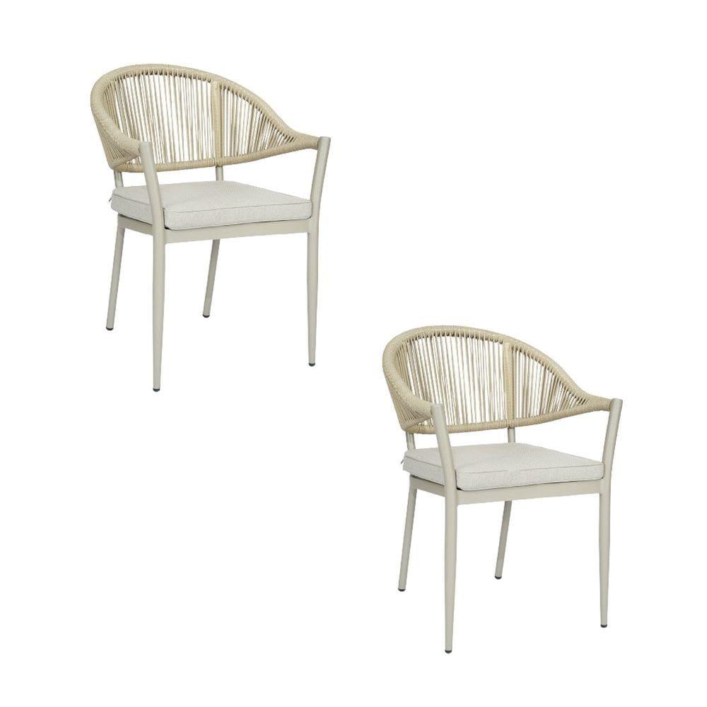 Kit com 2 Cadeiras em Aluminio e Corda Nautica para Area Externa Amalfi Cinza
