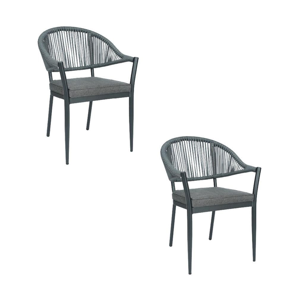 Kit com 2 Cadeiras em Aluminio e Corda Nautica para Area Externa Amalfi Grafite