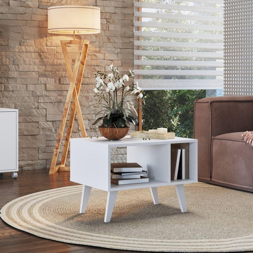 Mesa de Centro para Sala de Jantar com Nichos Branco