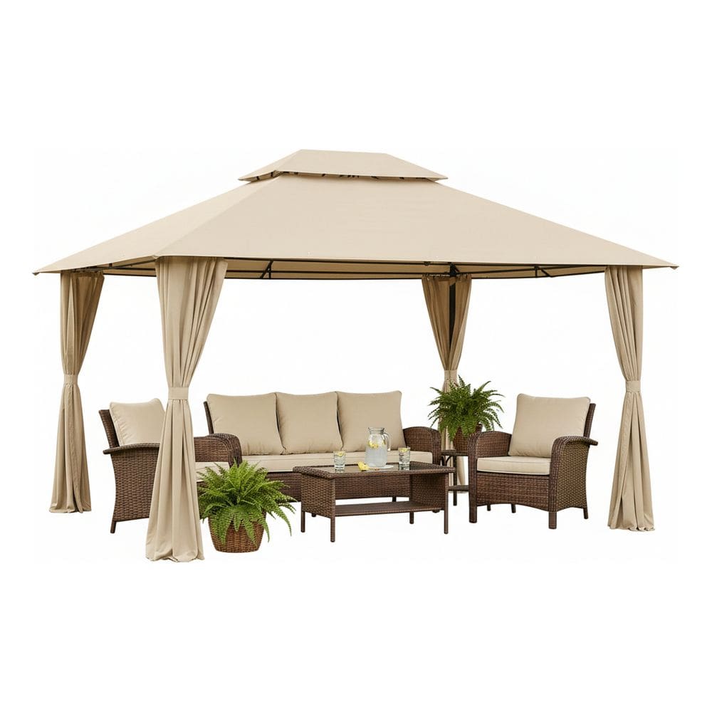 Tenda Gazebo Retangular 4x3 Aco E Poliester Deluxe - Malibu Bege