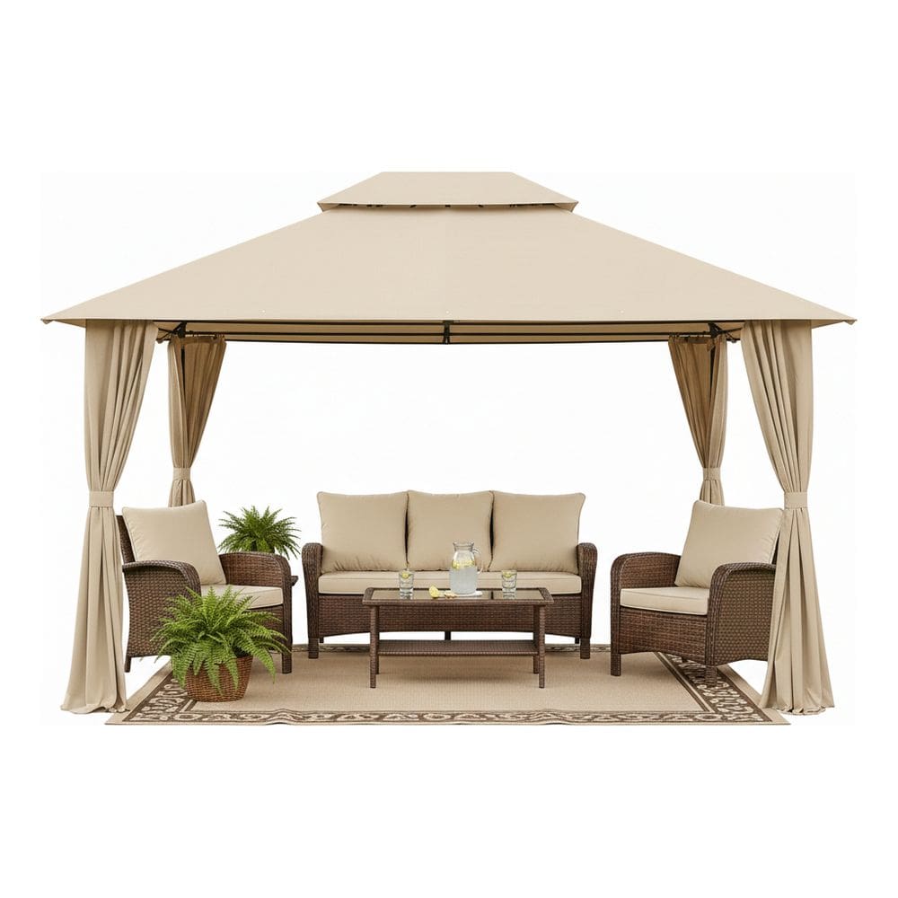 Tenda Gazebo Quadrada 3x3 Aco E Poliester Premium - Ventura Bege