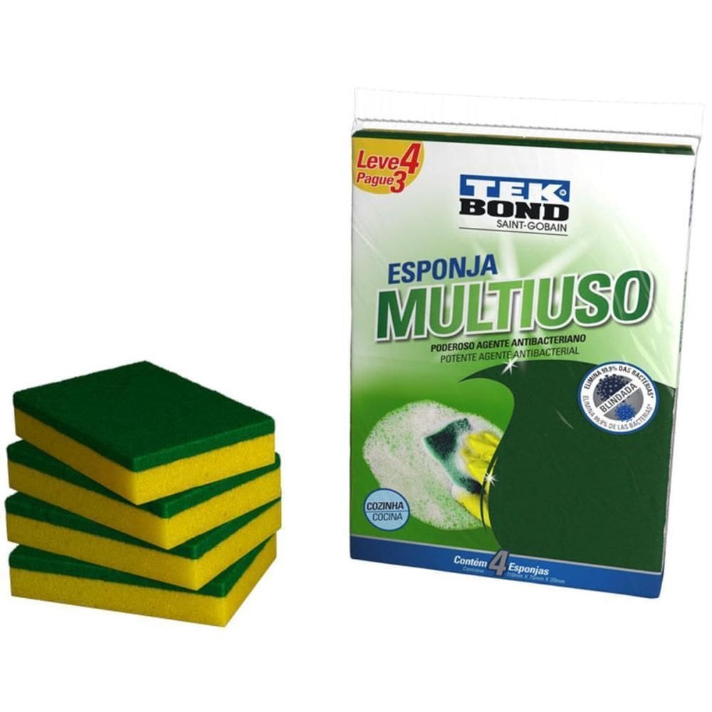 Esponja Para Limpeza Multiuso Vd/Am. Pack C/04