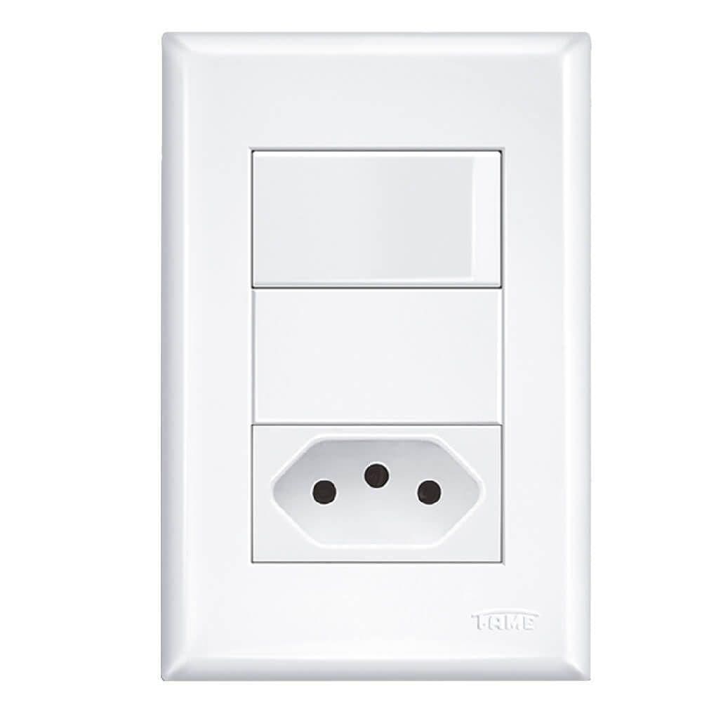2 Interruptores Simples +1 Tomada 2p+t 10a 250 Volts 2921 Fame 2 Interruptores Simples +1 Tomada