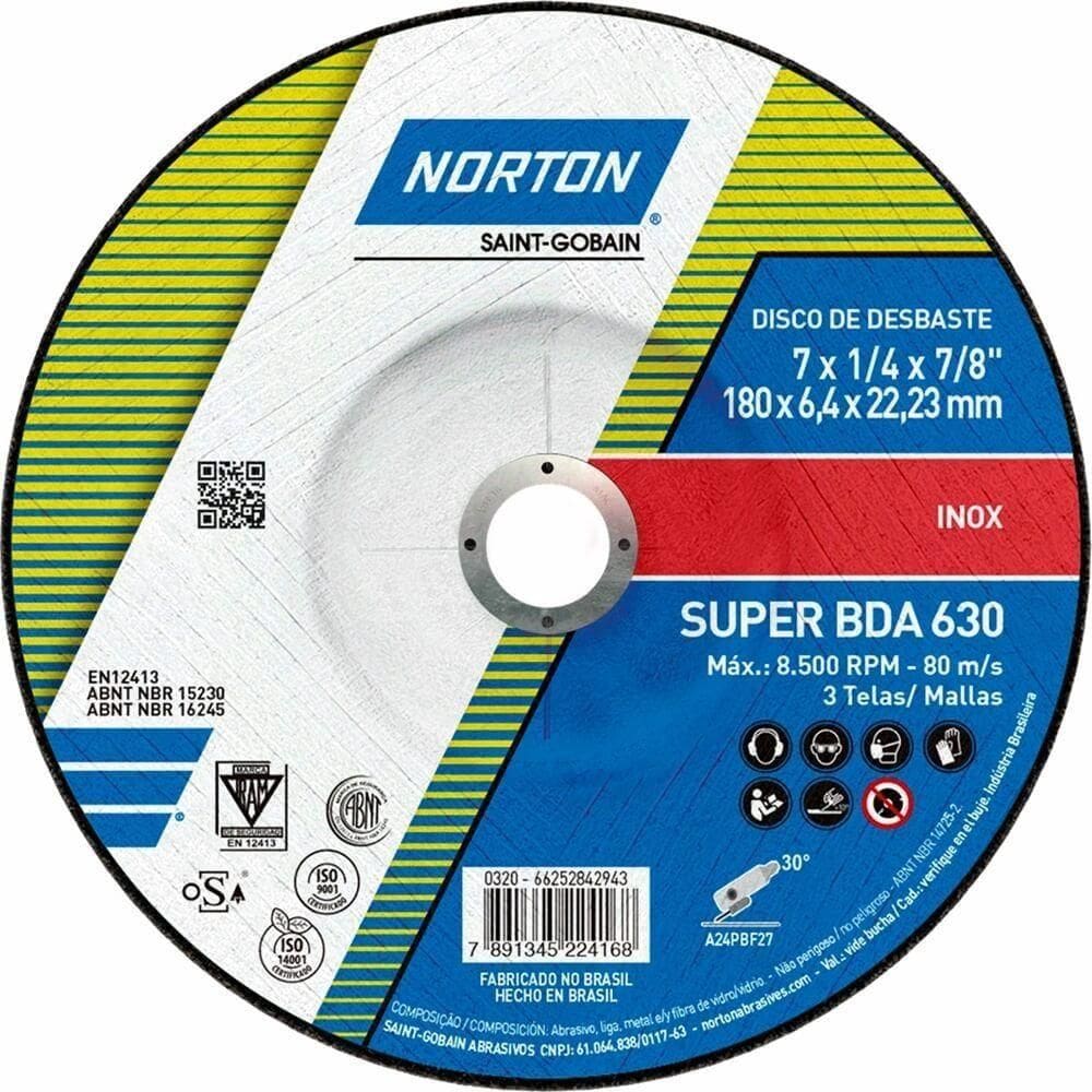 Disco de Desbaste Bda 630 180x6,4x22,23mm 66252842943 Norton Disco de Desbaste Bda 630 180x6,4x