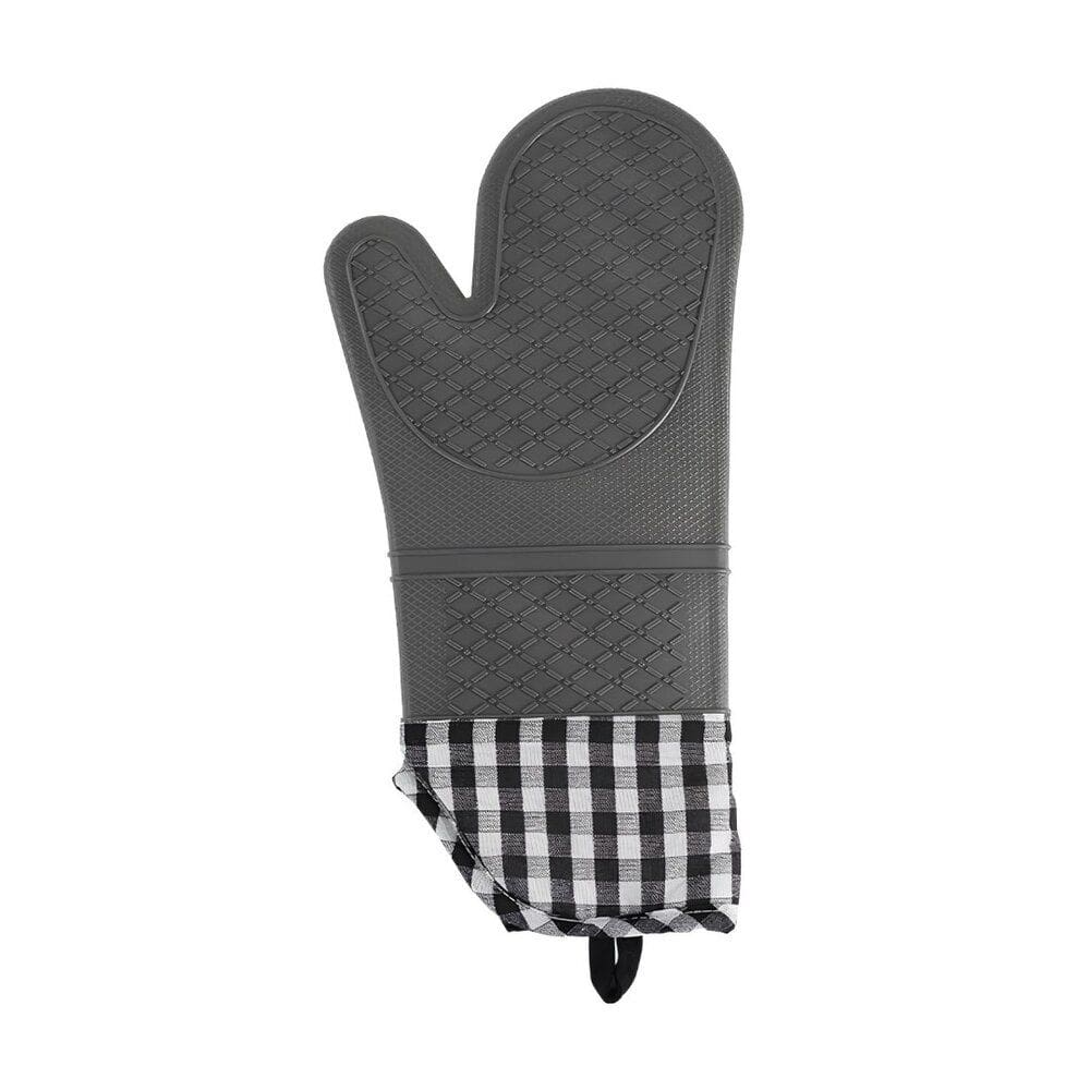 Luva Térmica de Silicone Xadrez - Elegância e Proteção na Cozinha em Cinza