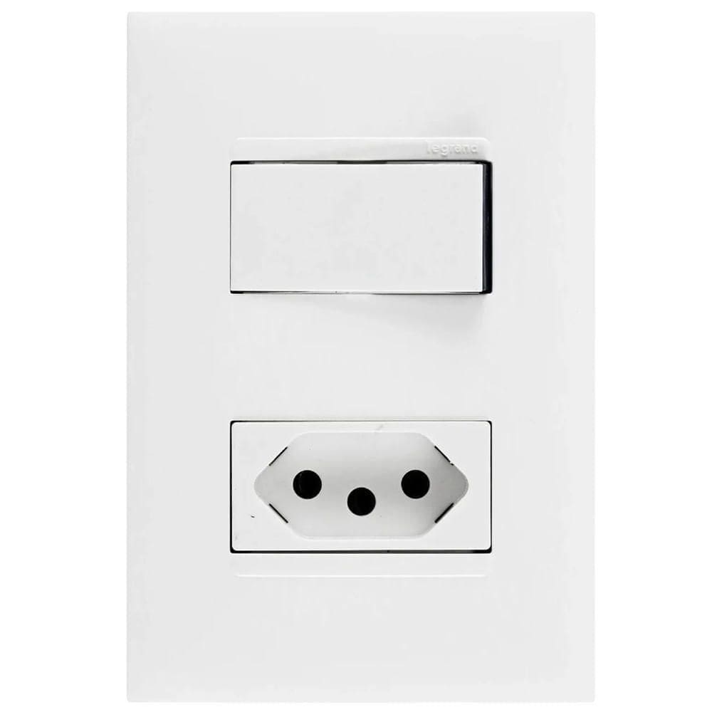 Interruptor Simples E Tomada 2p+t de 10 Ampères 4x2 Branca 615074bc Pial Interruptor Simples E T