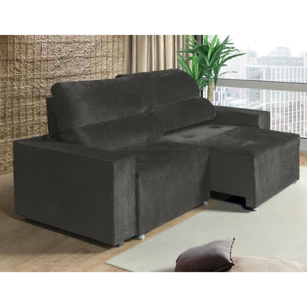 Sofá 3 Lugares 210cm Retrátil Veludo Áustria New Berflex Estofados