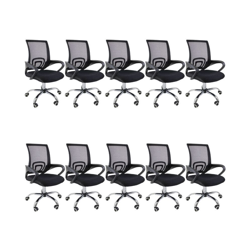 Kit 10 Cadeiras Escritório Oficial Begônia Ergonômico Preto