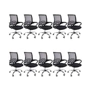 Kit 10 Cadeiras Escritório Oficial Begônia Ergonômico Preto