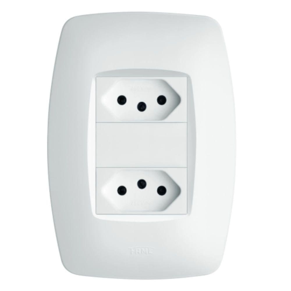 Conjunto 2 Tomadas 2p+t 10a 250 Volts Distanciadas Elegance 2259 Fame 2 Tomadas 10a C-placa Eleg
