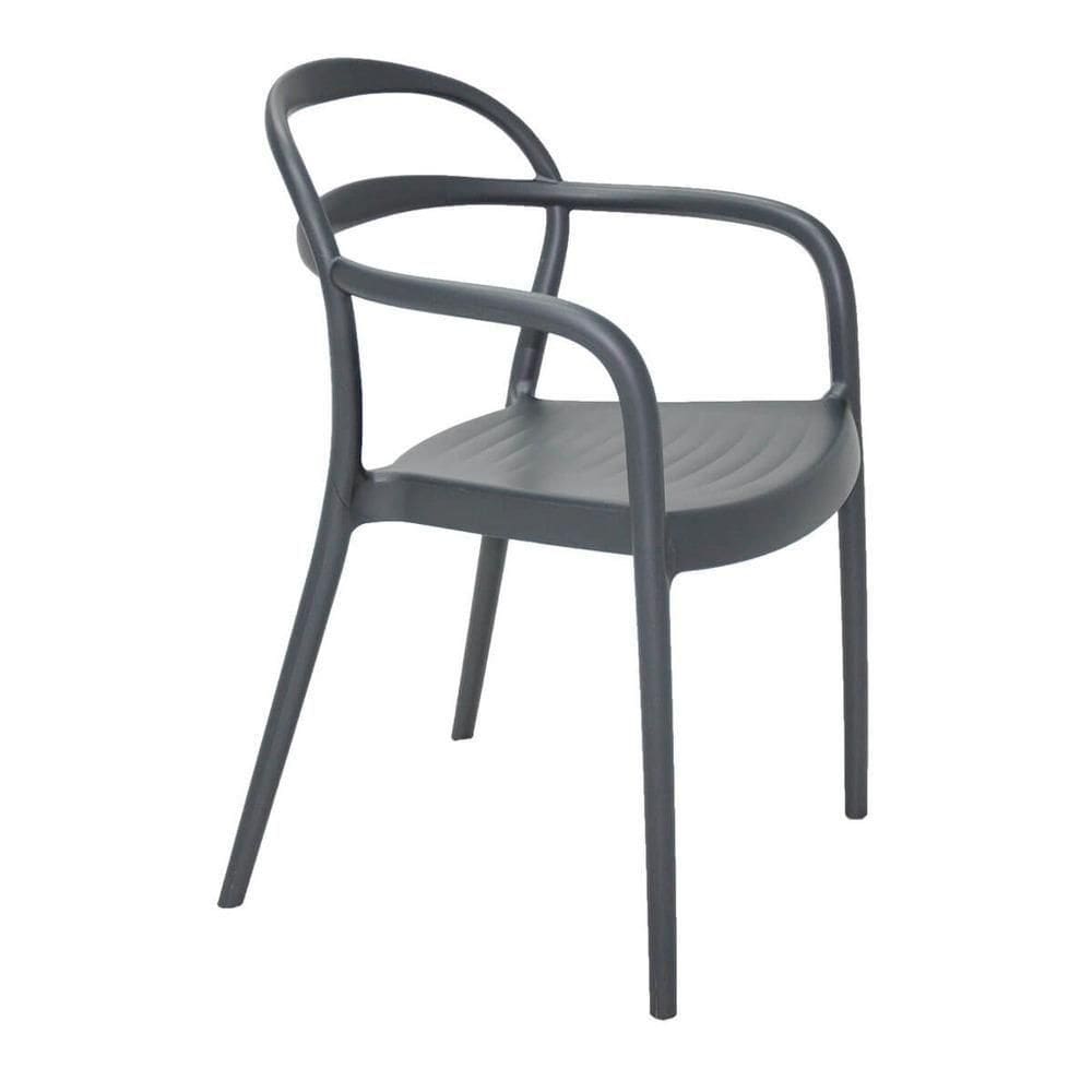 Cadeira Tramontina Sissi Em Polipropileno E Fibra De Vidro Com Braços Grafite 92045007