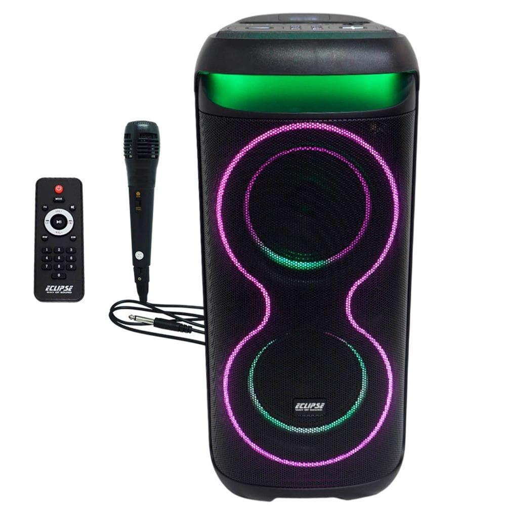 Caixa Som Torre Bateria Microfone 1200W Rms Bluetooth Portátil Fm Usb Controle Remoto Bivolt E206